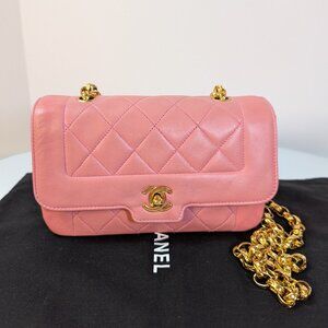 Chanel Vintage Mini Diana Pink Rectangular Flap Bag